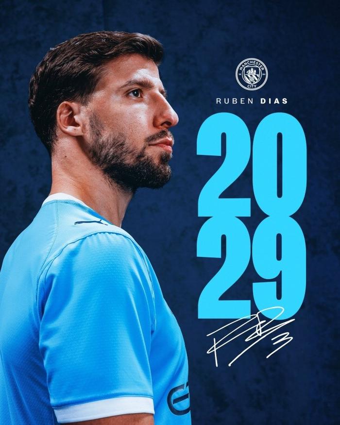 澳洲幸运10计划-曼城官宣续约鲁本-迪亚斯至2029年，后防核心留队